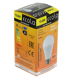 Лампа светодиодная Ecola classic Premium, Е27, А60, 15 Вт, 2700 К, 120х60 мм,