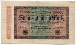 Банкнота 20000 марок 1923 года Германия