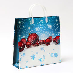 Цена за 10 шт. Пакет новогодний Праздничная синева мягкий пластик 30?30 см