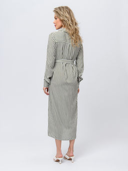 Платье цвета хаки длины миди с длинными рукавами - 1001dress фото 4