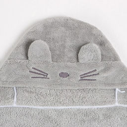 Полотенце с капюшоном Крошка Я, цвет серый, 67х120 см, 100% п/э, 280 г/м2  фото 3