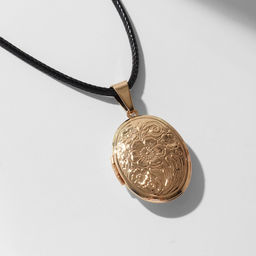 Кулон для фото на шнурке «Овал» с цветами, цвет золото на чёрном шнурке, 45 см