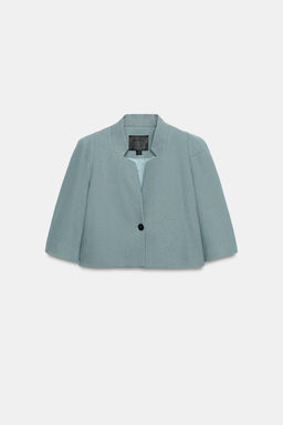 BLAZER CORTA CON LINO ZW COLLECTION / Azul / Gris - Zara фото 7