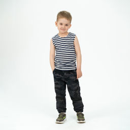 Майка тельняшка детская темносиние полоски