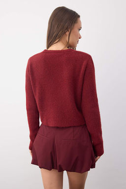 Wardrobe Essentials Sar? Crop Dugme Detayl? Yumusak Dokulu V Yaka Yunlu Triko H?rka TWOAW26HI00013 - Trendyolmilla фото 4