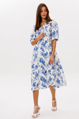 Платье Lars Style 1088 молочно-голубой принт