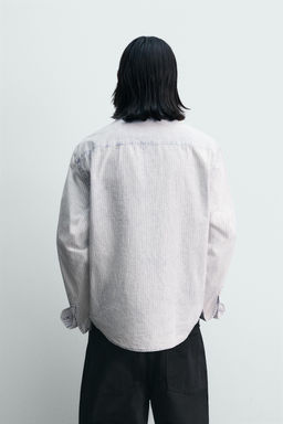 CAMISA RELAXED FIT LAVADA RAYAS / Azul - Zara фото 3