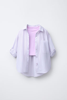 STRIPED POPLIN SHIRT AND RIBBED T-SHIRT PACK