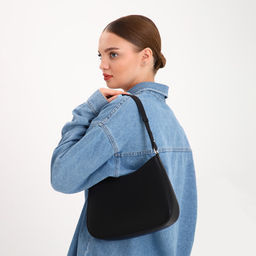 Сумка женская багет TEXTURA на молнии, 28×6×17 см, чёрная