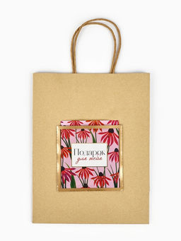 Цена за 2 шт. Пакет крафтовый с открыткой Подарок, MS 18?10?23 см
