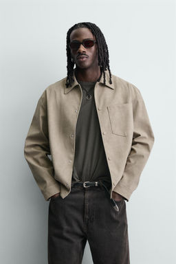 SOBRECAMISA EFECTO ANTE / Gris / Beige - Zara фото 2