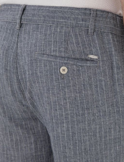 Lacivert Slim Fit Keten Kar___ml_ _izgili Kanvas Pantolon - Pierre cardin фото 6
