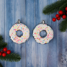 Ёлочные игрушки 2 шт. Пончик яркий 98 см, серебро