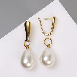 Серьги с жемчугом Грейс пухлая капля, цвет белый в золоте
