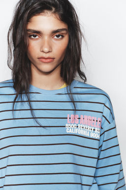 STRIPED T-SHIRT WITH SLOGAN - Zara фото 12