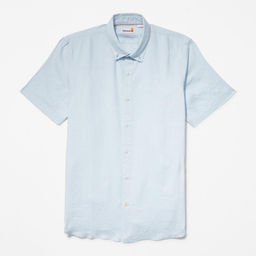 Мужская рубашка Timberland Shirt Mill River Linen Slim голубая  фото 6