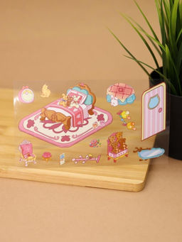 Наклейки+пинцет для творчества румбокс "Розовая спальня", розовые (16*20 см)