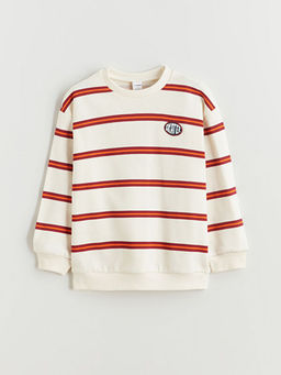 Bisiklet Yaka ?izgili Erkek ?ocuk Sweatshirt