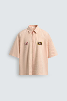 CAMISA BOXY FIT RAYAS / blanco-naranja - Zara фото 8