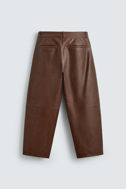 LEATHER BALLOON FIT TROUSERS - Zara фото 7