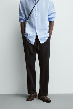 PANTAL?N RELAXED FIT ALGOD?N - LINO / Negro - Zara фото 2