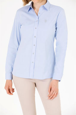 U. S. Polo Assn Женская голубая базовая рубашка с длинным рукавом - U.s. polo assn фото 13