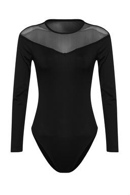 TRENDYOLMILLA Siyah Slim Tul Detayl? Kalp Yaka Alttan C?tc?tl? Fitilli Esnek Orme Body TWOAW24BD00019 фото 6