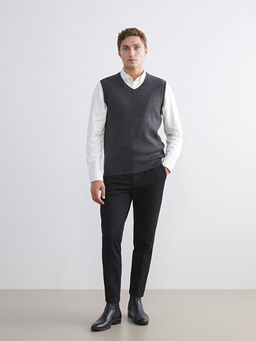 Standart Kal?p V Yaka Erkek Triko S?veter