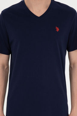 Футболка мужская U.S. Polo Assn базовая темно-синяя из хлопка фото 13