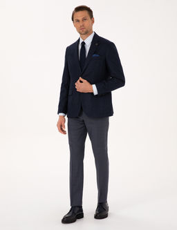 Lacivert Slim Fit Y_n _pek Kar___ml_ Ceket