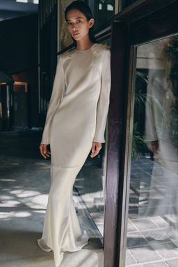 VESTIDO SEDA 100% DRAPEADO / Blanco roto - Zara фото 2