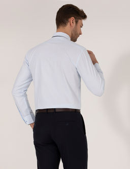 A__k Mavi Slim Fit Uzun Kollu Klasik G_mlek