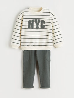 Nak??l? Erkek Bebek Sweatshirt ve Pantolon 2li