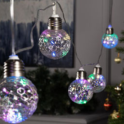 Гирлянда Нить 3 м с насадками Лампочки шары, IP20, прозрачная нить, 80 LED, свечение мульти, 8 режимов, 220 В
