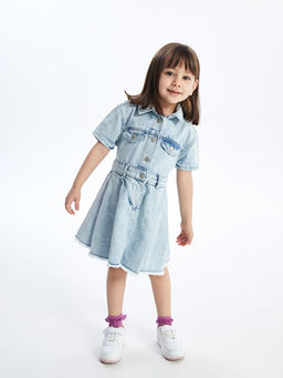 G?mlek Yaka K?z Bebek Jean Elbise