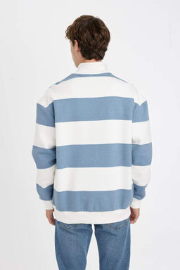 Толстовка в полоску с воротником на молнии свободного кроя - Defacto фото 5