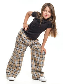 Брюки палаццо спортивные штаны для девочки одежда в клетку UD 7875(5161) кофе/беж клетка - Mini maxi фото 7