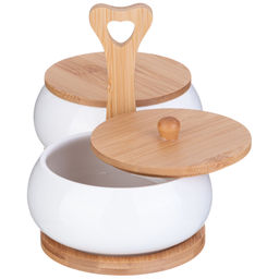 НАБОР БАНОК С ДЕРЕВ. КРЫШКОЙ LEFARD NATIVE 2 ШТ. 11,5 СМ 270 МЛ НА ДЕРЕВ. ПОДСТАВКЕ  фото 4