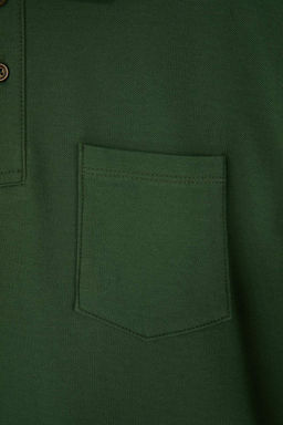 Haki Regular/Rahat %100 Pamuk Tek Cepli Polo Yaka T-shirt TMNSS26PO00018