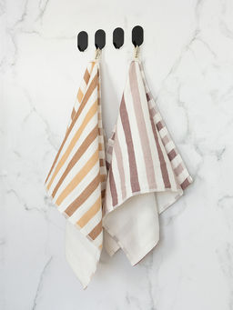 Набор кухонных полотенец 34x70, 2 шт белый/розовый, белый/оранжевый хлопок