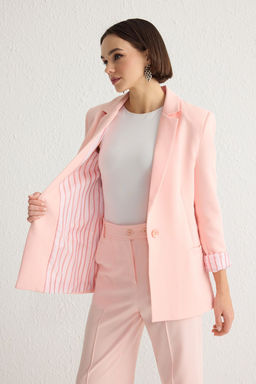 Ac?k Pembe Cizgili Blazer Ceket TWOAW20CE0316