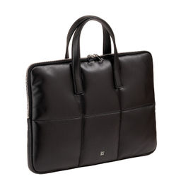 Итальянская кожаная сумка-портфель для ноутбука DuDu серии Togean | черно-розовый