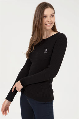 Женский черный базовый свитер с круглым вырезом Неожиданная скидка в корзине - U.s. polo assn фото 3