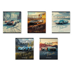 АКЦИЯ Цена за 5 шт. Тетрадь общая ученическая ErichKrause Retro Cars, 48 листов, клетка, матовая ламинация_MIX-PACK