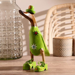 Сувенир «Утка в зеленой одежде с принтом», дерево, 13×9×27 см