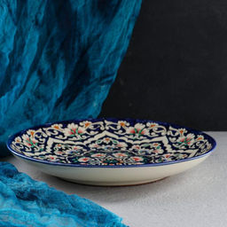 Ляган узбекский Риштанская Керамика «Цветы», d=32 см, синий