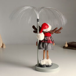 Интерьерная кукла текстильная свет Лосик девочка в клетчатой кофте, серой юбке, у фонаря, 17?17?43.5 см - Simaland фото 4