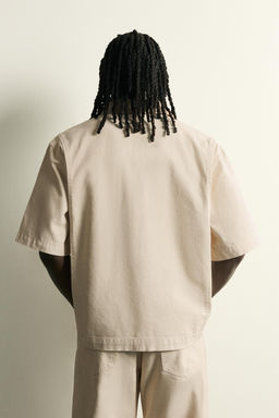 SOBRECAMISA CUELLO CONTRASTE MANGA CORTA / Crudo - Zara фото 3
