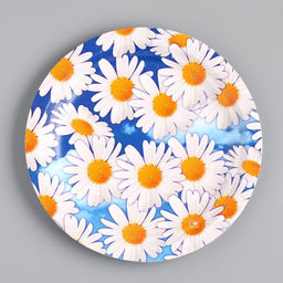 Цена за 100 шт. Тарелка одноразовая Ромашки ламинированная, картон, 18 см