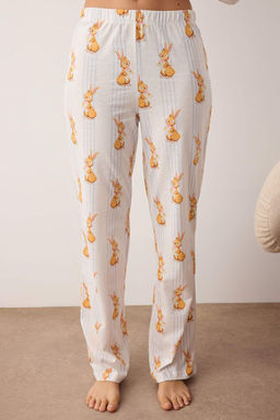 Trendyolmilla Cok Renkli %100 Pamuklu Cizgili Tavsan Desenli Orme Pijama Tak?m? THMAW25PT00193  фото 8